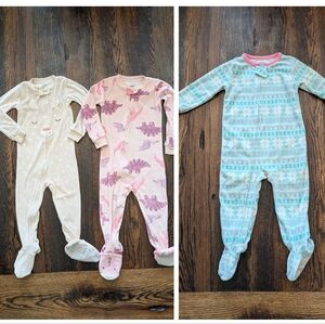 Carter's Pink and Cream Dinosaur Print Footies